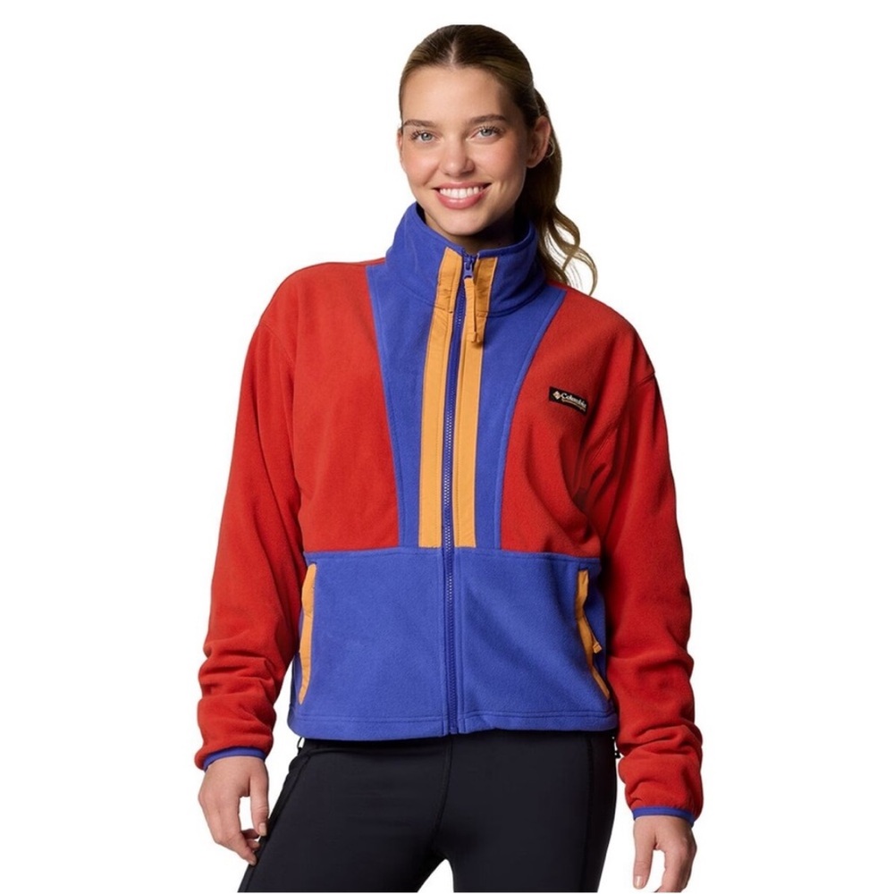 Columbia Red and Blue Fleece Jacket With Orange Trim Size: XL New with Tags